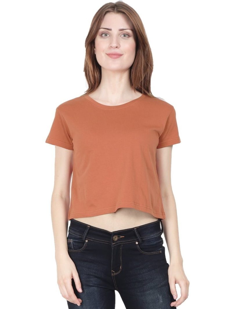 Women's Saffron Half Sleeve Plain Crop top