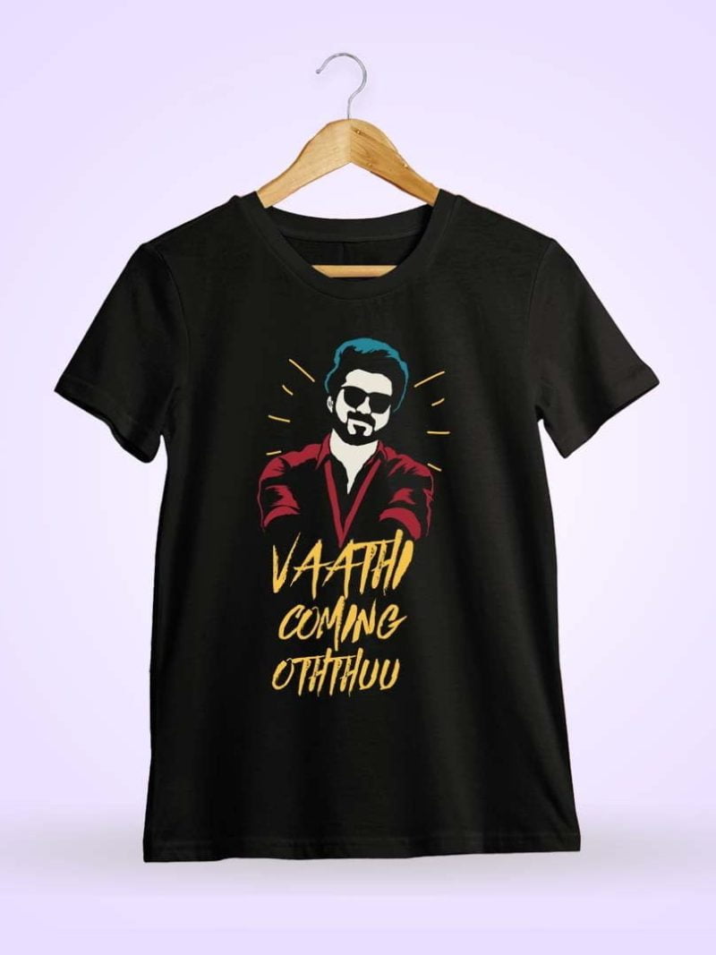Vaathi Coming Song Men Half Sleeve Black Thalapathy Vijay T-Shirt