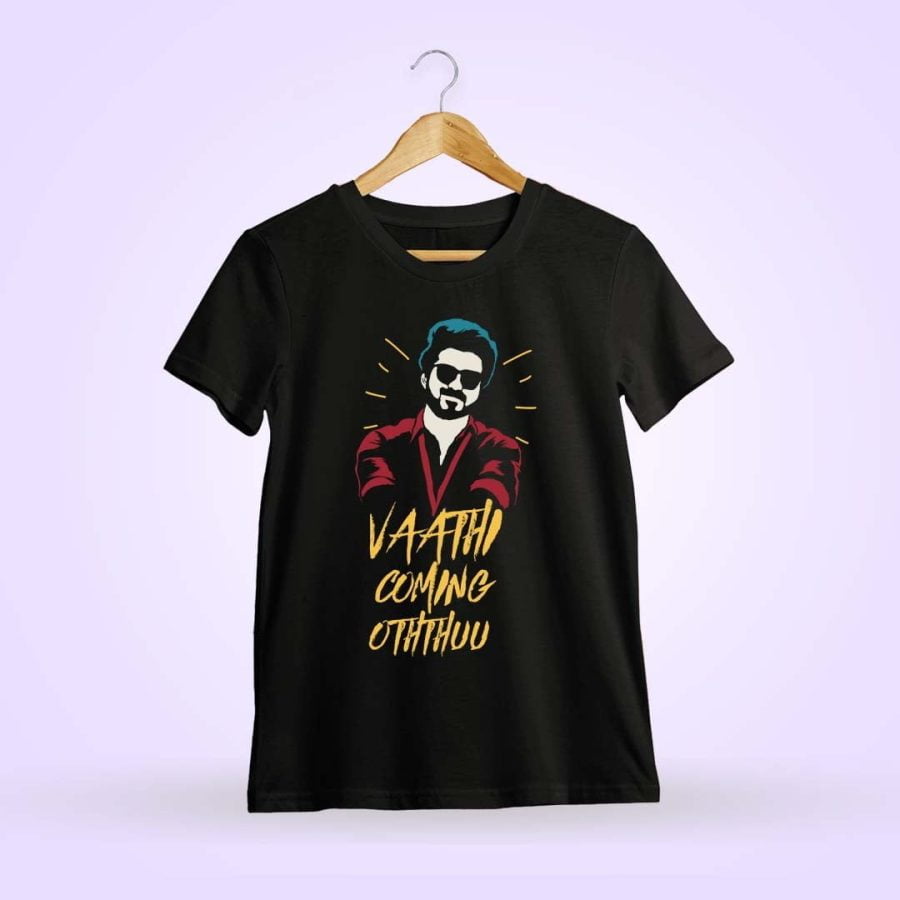 Vaathi Coming Song Men Half Sleeve Black Thalapathy Vijay T-Shirt