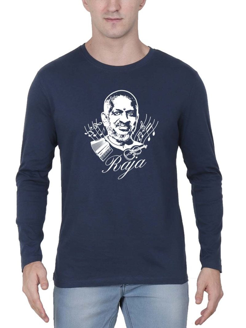 Ilaiyaraaja Men Full Sleeve Navy Blue Tamil Celebrities T-Shirt