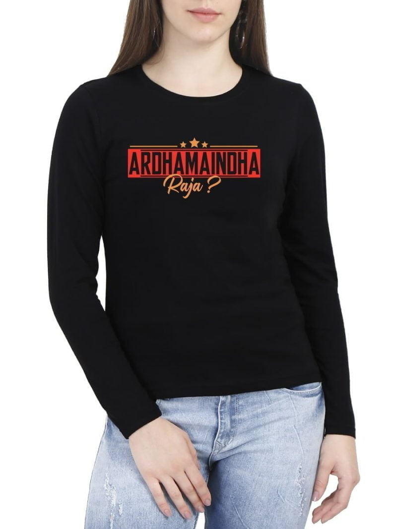 Arthamainda Raja Superstar Rajinikant Women Full Sleeve Black Rajini T-Shirt