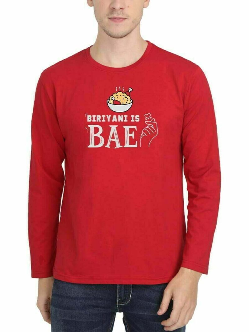 Biryani Is Bae Men Full Sleeve Red Tamil Dialogue T Shirt