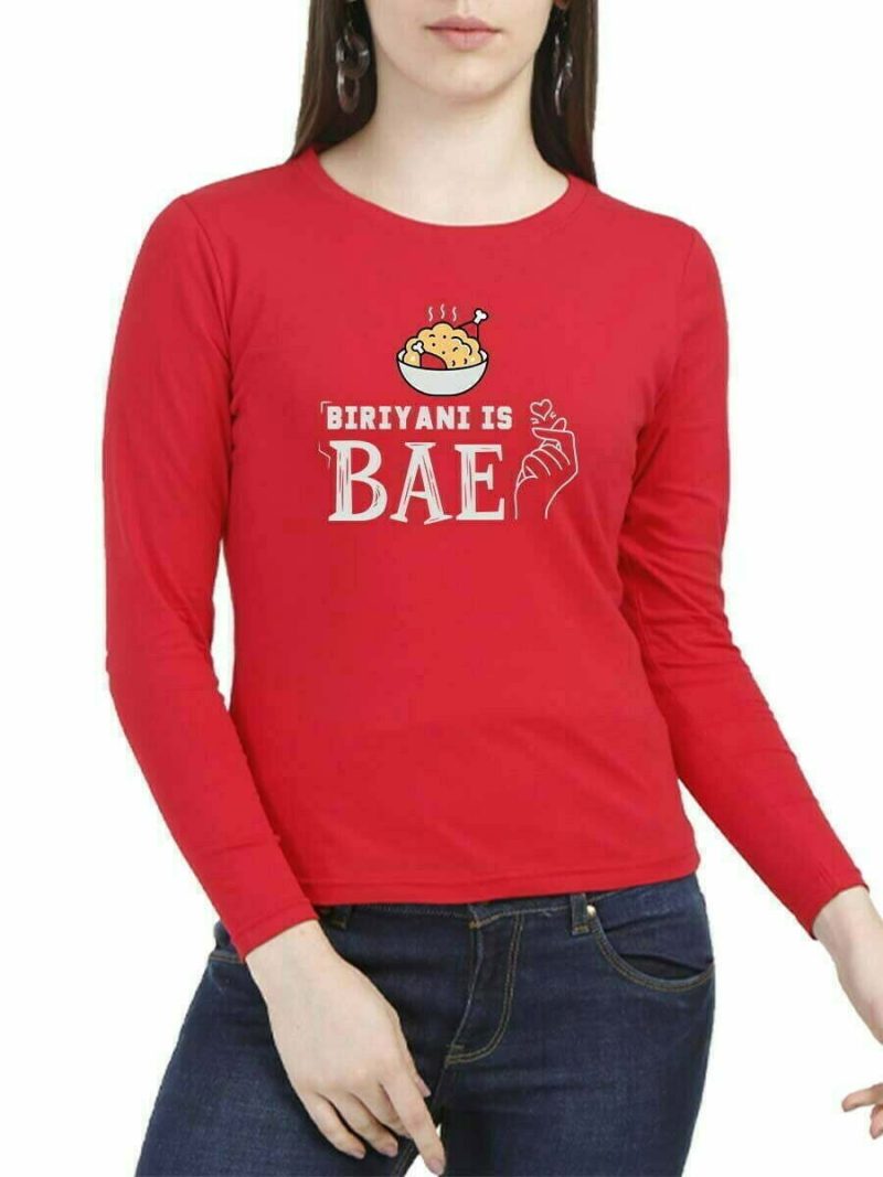 Biryani Is Bae Women Full Sleeve Red Tamil Dialogue T Shirt