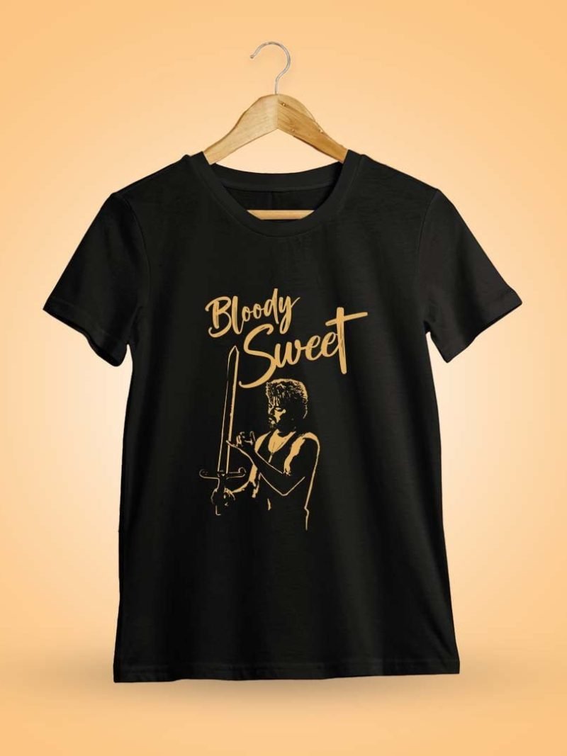 Bloody Sweet Tamil Movie Dialogue Men Half Sleeve Black Thalapathy Vijay T-Shirt