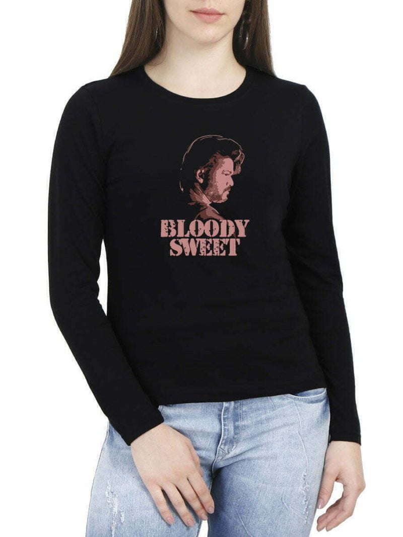 Bloody Sweet Dialogue Women Full Sleeve Black Thalapathy Vijay T-Shirt