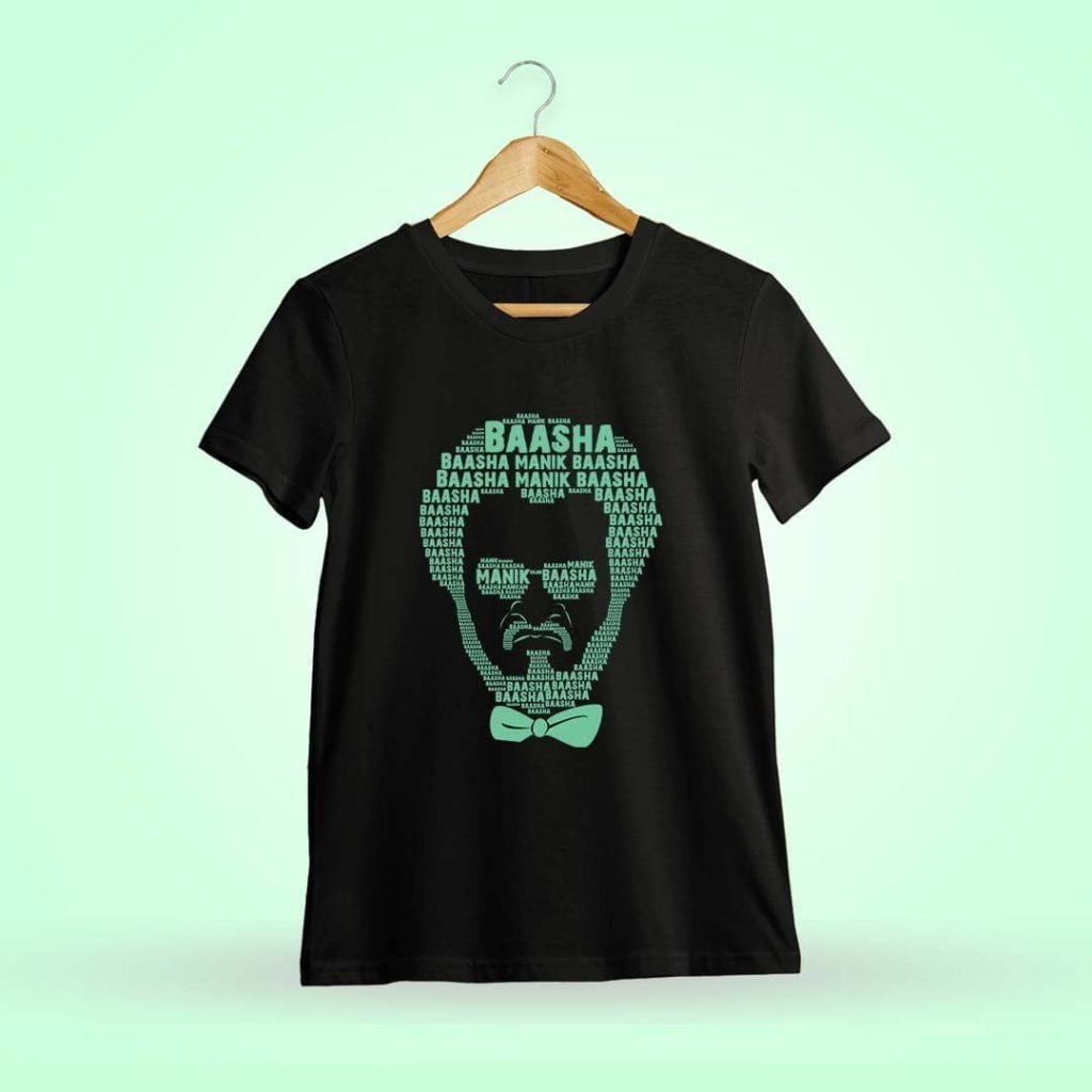 Baasha 1995 Superstar Rajinikanth Movie Black T-Shirt