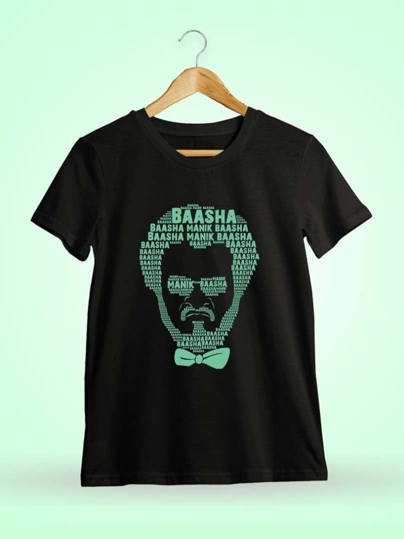 Baasha 1995 Superstar Rajinikanth Movie Black T-Shirt
