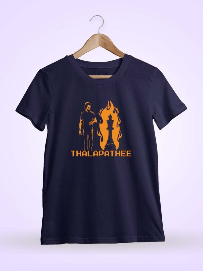 Thee Thalapathy Chess Piece Men Half Sleeve Navy Blue Thalapathy Vijay T-Shirt