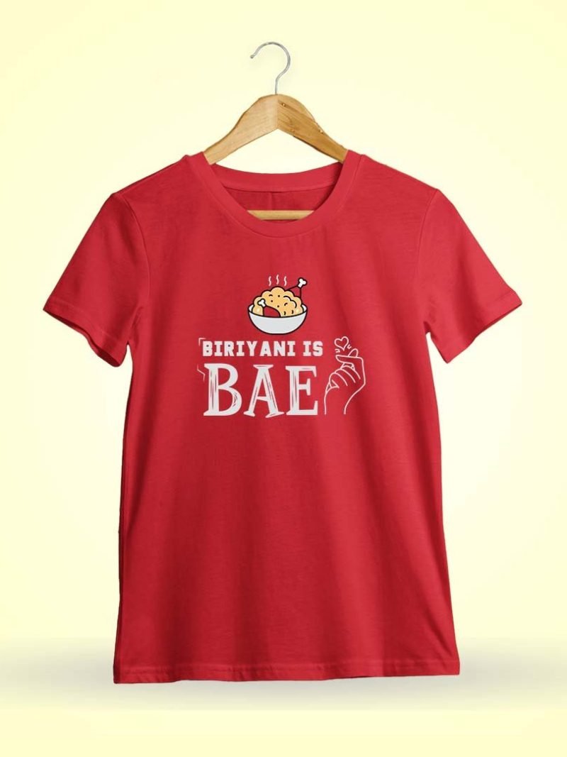 Biryani Is Bae Men Half Sleeve Red Tamil Dialogue T Shirt
