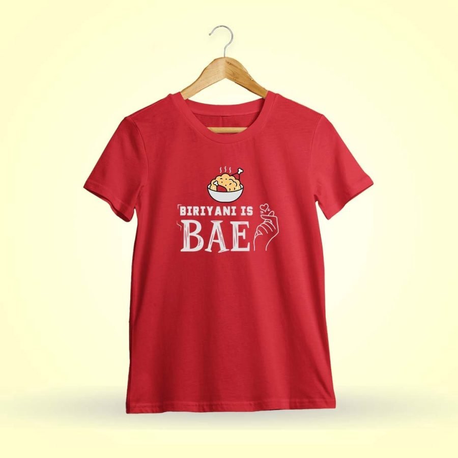 Biryani Is Bae Men Half Sleeve Red Tamil Dialogue T Shirt