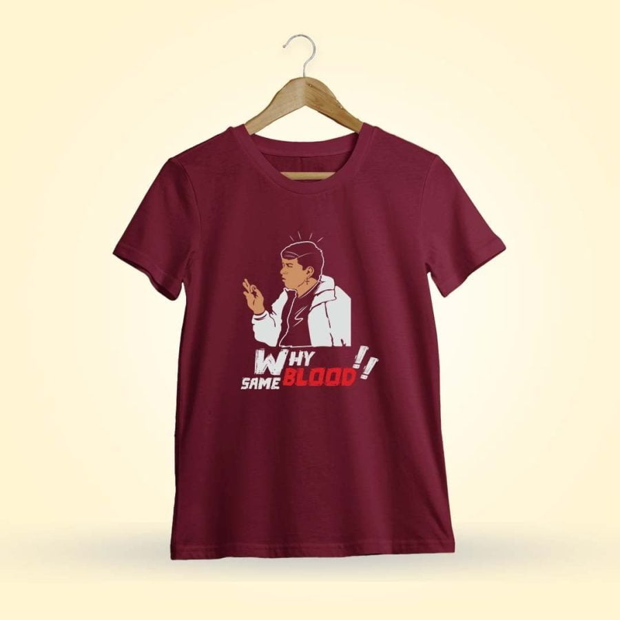 Why Blood Same Blood Men Half Sleeve Maroon Vadivelu T Shirt