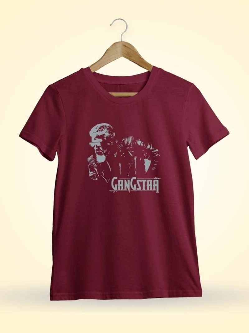 Gangstaa Song Sitting Pose Men Half Sleeve Maroon Ajith T Shirt