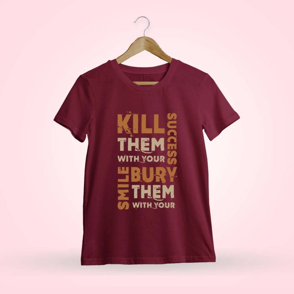 Kill Them With Your Success Men Half Sleeve Maroon Thalapathy Vijay T-Shirt