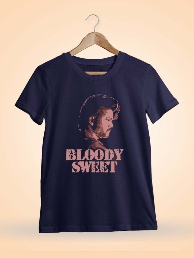 Bloody Sweet Dialogue Men Half Sleeve Navy Blue Thalapathy Vijay T-Shirt
