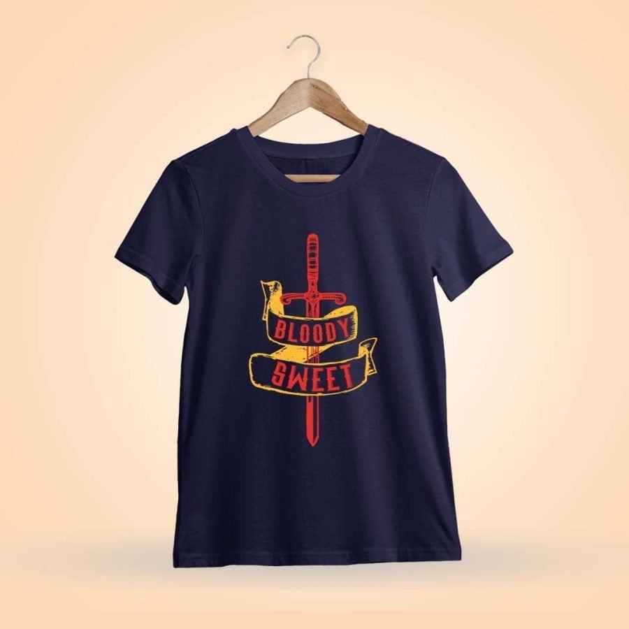 Bloody Sweet Sword Men Half Sleeve Navy Blue Thalapathy Vijay T-Shirt