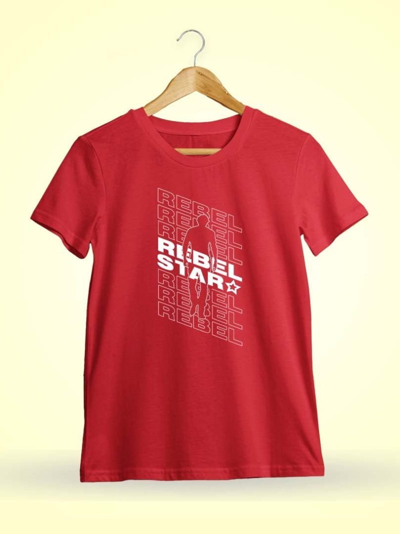 Rebel Star Prabhas Walk Men Half Sleeve Red Telugu T Shirt