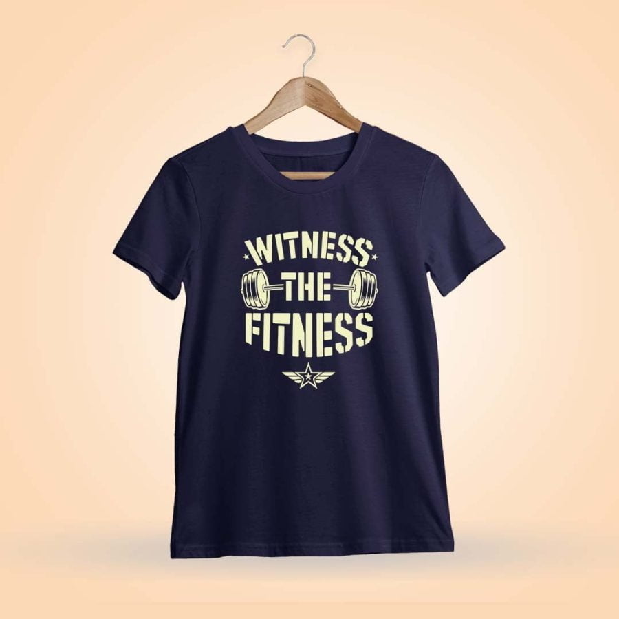Witness The Fitness Men Half Sleeve Navy Blue Gym T-Shirt