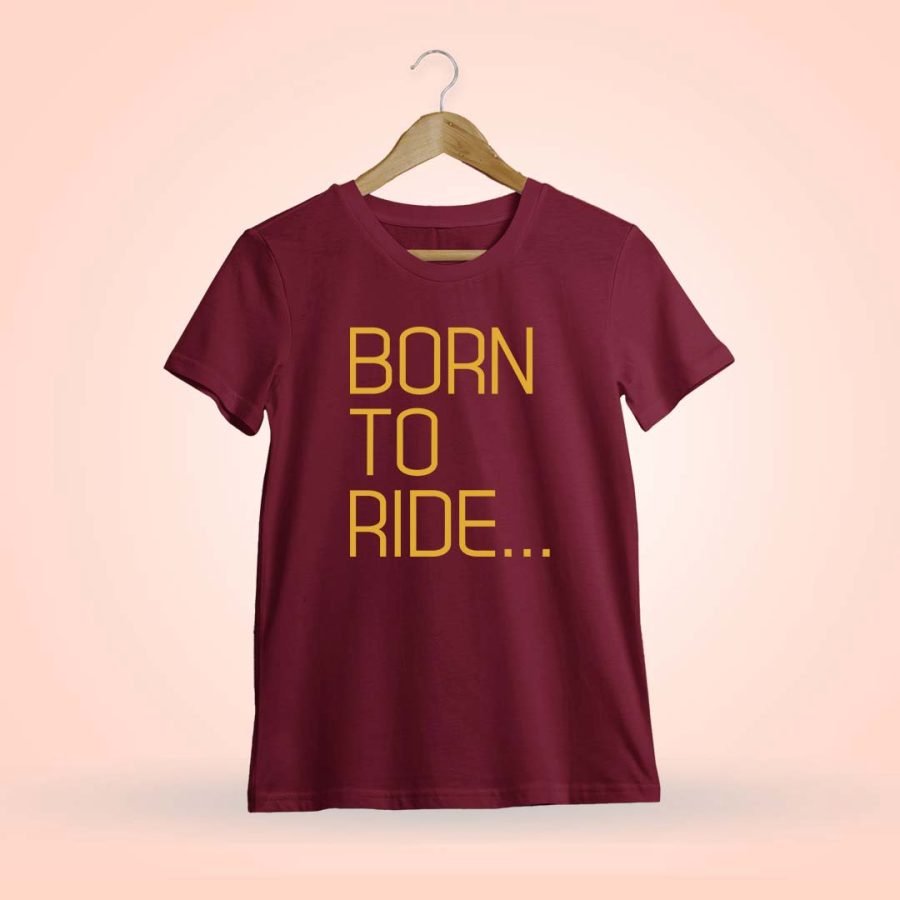 Born To Ride Bike Men Half Sleeve Maroon Bike T-Shirt