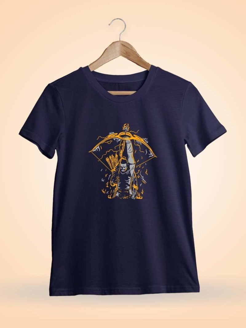 The Warrior Prince Ram Men Half Sleeve Navy Blue Telugu Movie T-Shirt