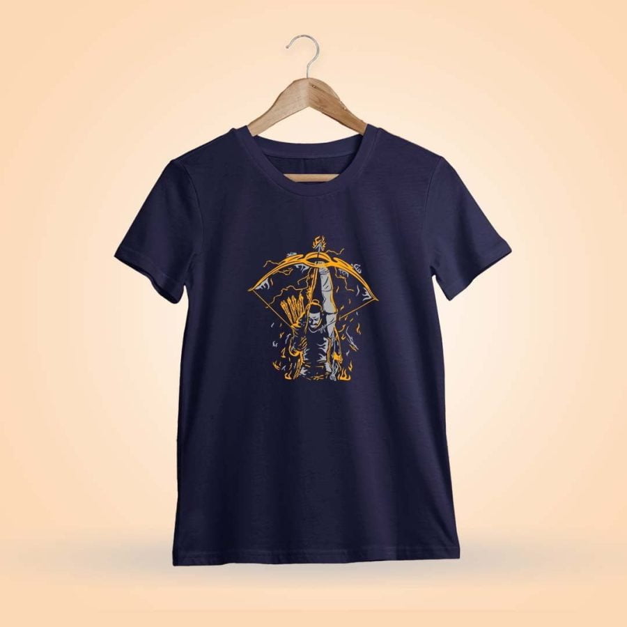 The Warrior Prince Ram Men Half Sleeve Navy Blue Telugu Movie T-Shirt