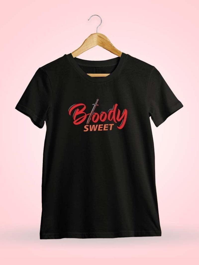 Bloody Sweet Typo Sword Men Half Sleeve Black Thalapathy Vijay T-Shirt