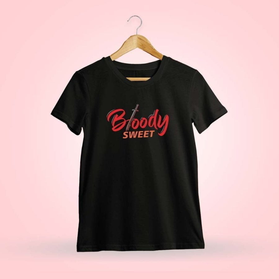 Bloody Sweet Typo Sword Men Half Sleeve Black Thalapathy Vijay T-Shirt