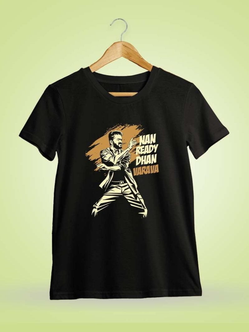 Naa Ready Dhan Varava Dance Men Half Sleeve Black Thalapathy Vijay T-Shirt