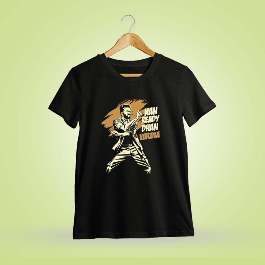 Naa Ready Dhan Varava Dance Men Half Sleeve Black Thalapathy Vijay T-Shirt