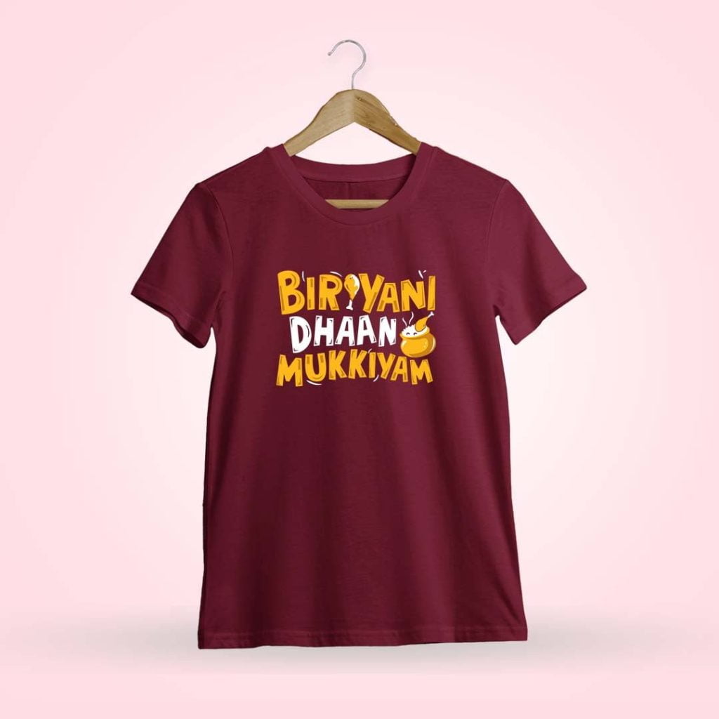 Biryani Dhaan Mukkiyam Maroon T-Shirt