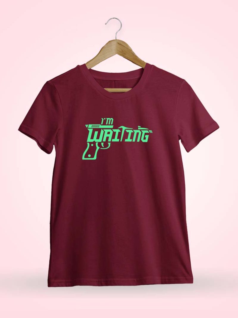 I'M Waiting Men Half Sleeve Maroon Thalapathy Vijay T-Shirt