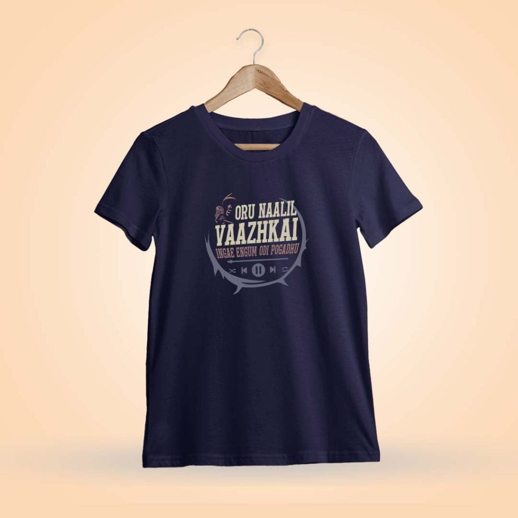 Oru Naalil Vazhkai Inge Navy Blue T-Shirt