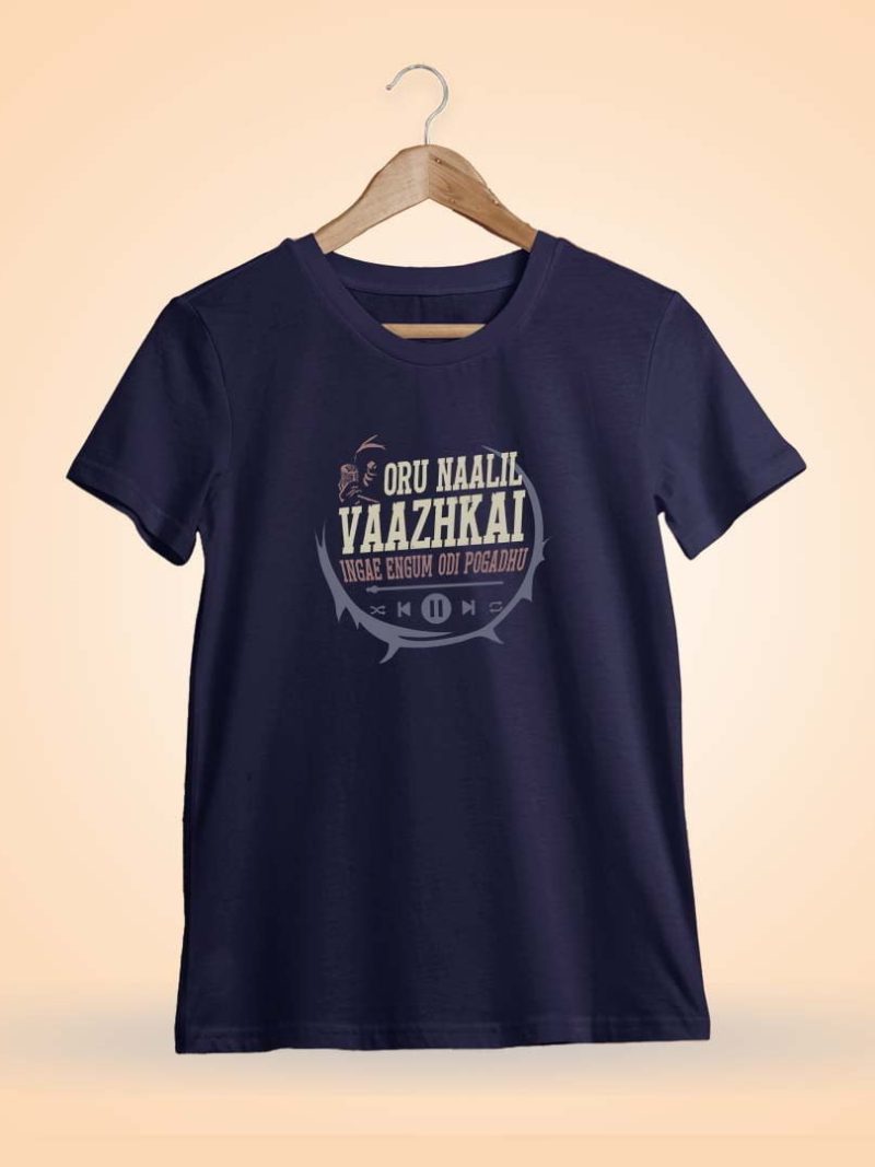 Oru Naalil Vazhkai Inge Navy Blue T-Shirt
