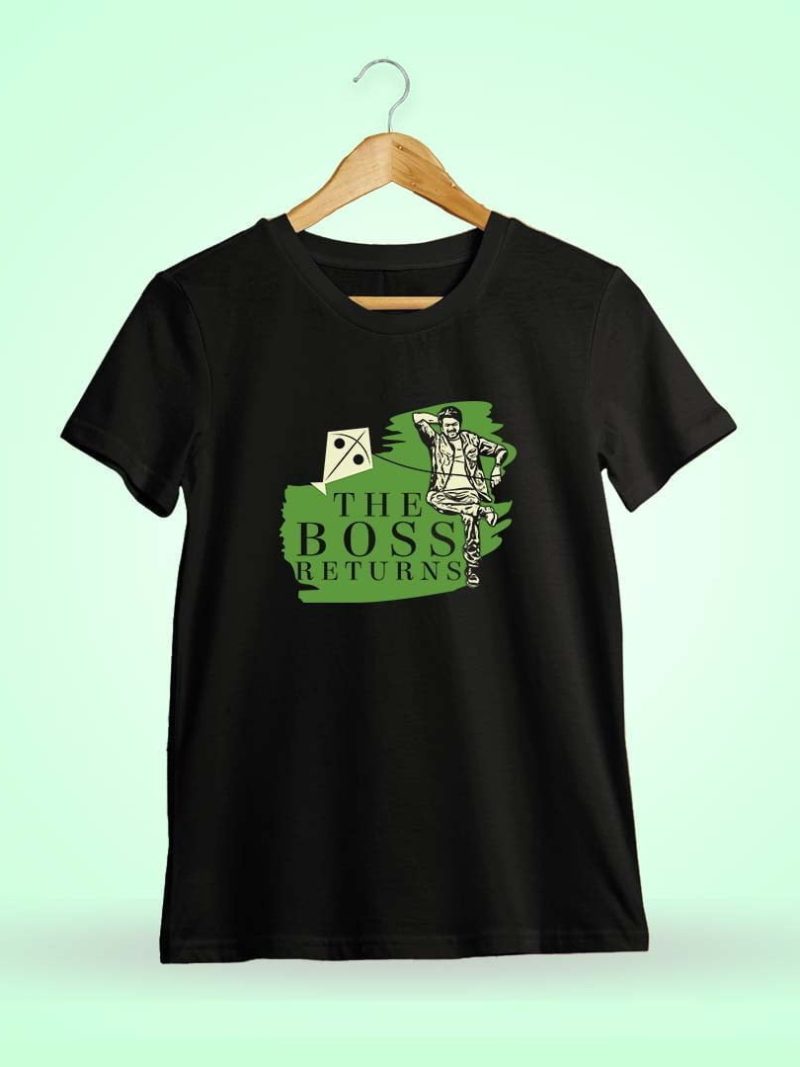 Varisu Vijay Boss Returns Men Half Sleeve Black Thalapathy Vijay T-Shirt