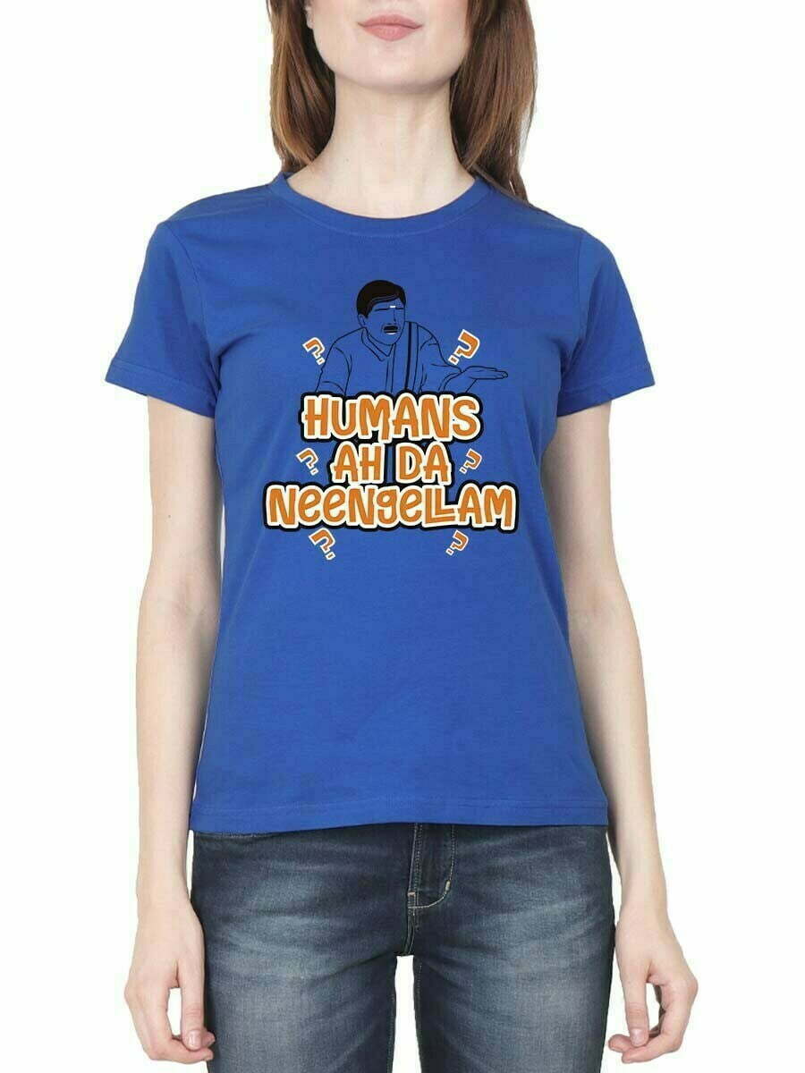 Humans Ah Da Neengalam - Vadivelu Royal Blue T-Shirt Dress