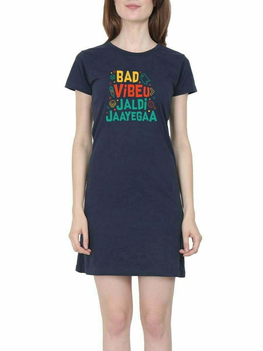 Bad Vibe Song Sk Movie Don - Navy T-Shirt Dress