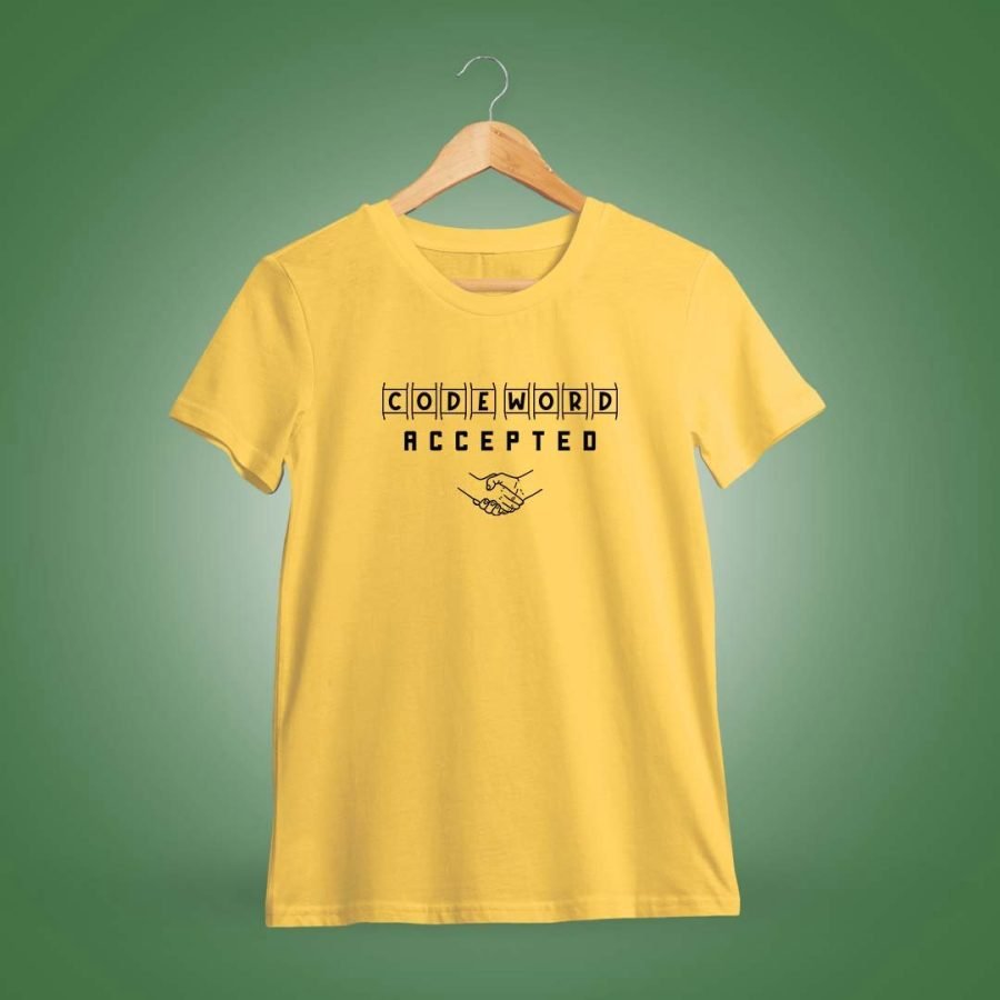 Code word Accepted Meme- Men's Yellow Half Sleeve Round Neck T-shirt