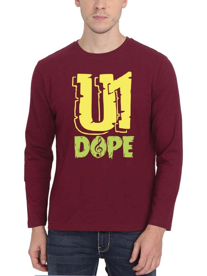 U1 Dope - Yuvanism Men Full Sleeve Maroon Yuvan T-Shirt