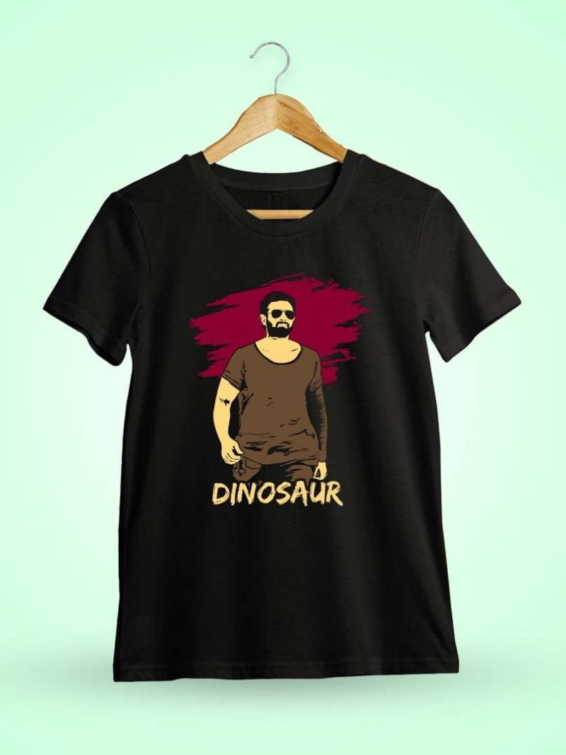 Dinosaur Paint Men Half Sleeve Black Prabhas T-Shirt
