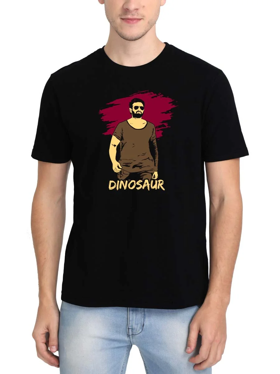 Dinosaur Paint Men Half Sleeve Black Prabhas T-Shirt Crazy Punch