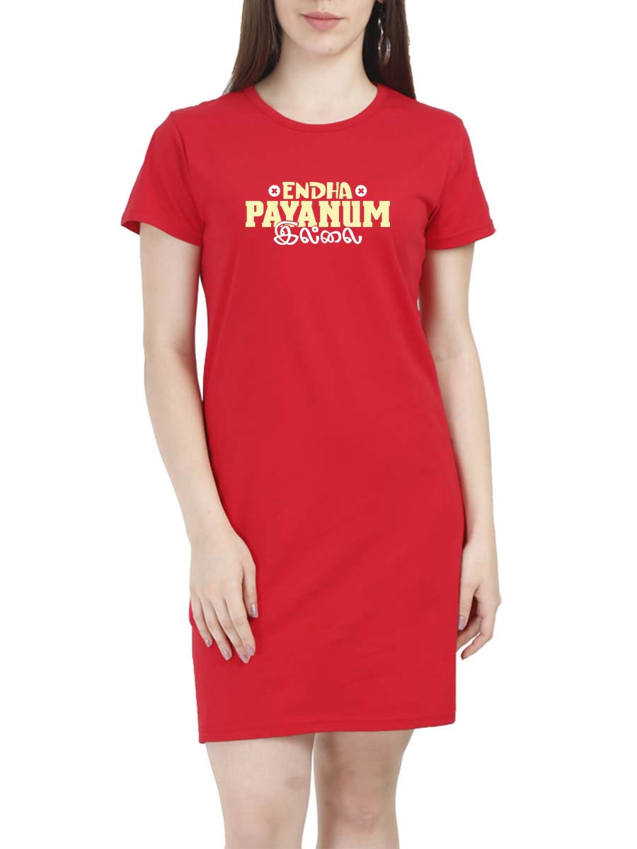 Endha Payanum Illa Cross Women Red Crazy Tamil T-Shirt Dress