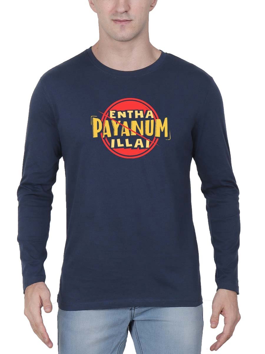 Endha Payanum Illa Slash Men Full Sleeve Navy Blue Crazy Tamil T-Shirt