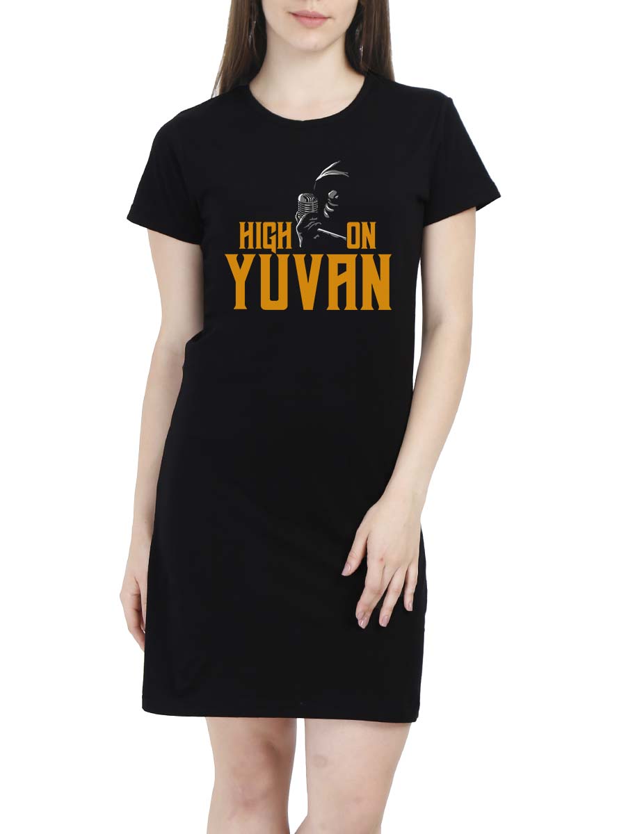 High On Yuvan - Yuvanism Women Black Yuvan T-Shirt Dress