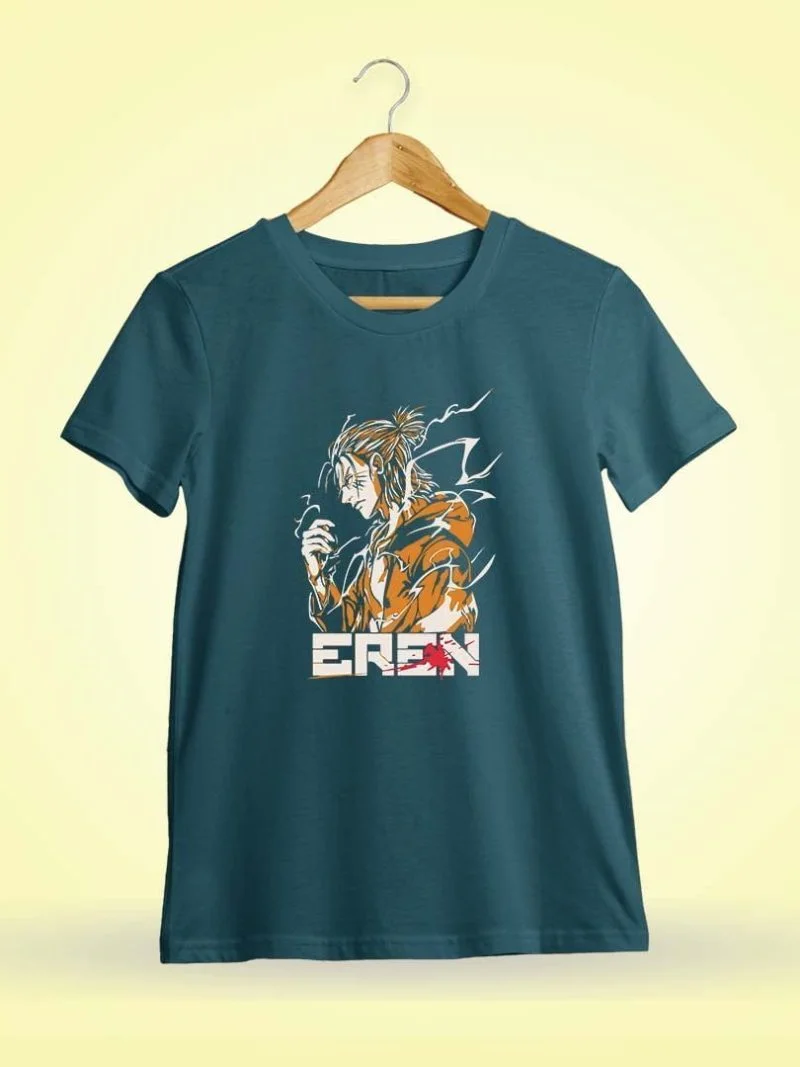 Eren Yeager Aot Men Half Sleeve Petrol Anime T-Shirt