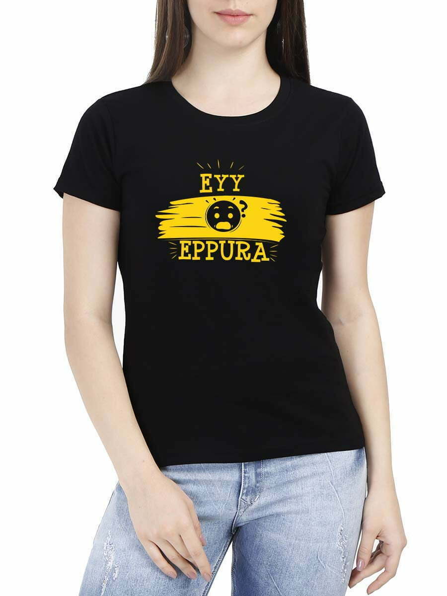 Eyy Eppudra Brush Black Women Half Sleeve T-Shirt
