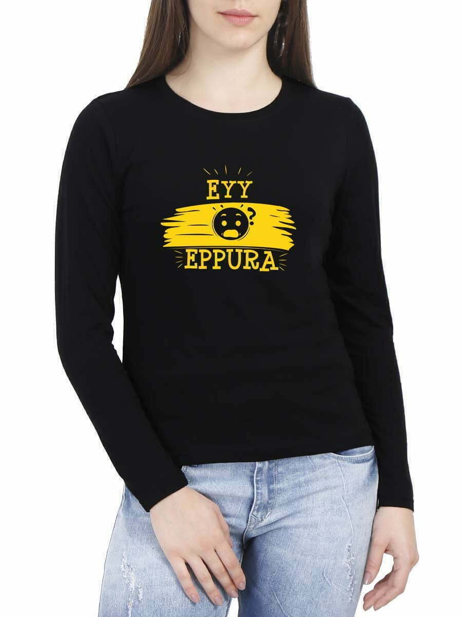 Eyy Eppudra Brush Black Women Full Sleeve T-Shirt