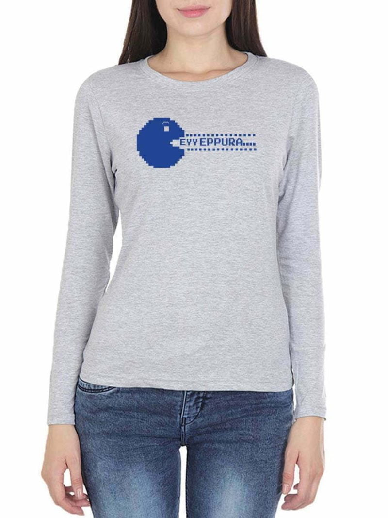 Eyy Eppudra Pac Grey Melange Women Full Sleeve T-Shirt