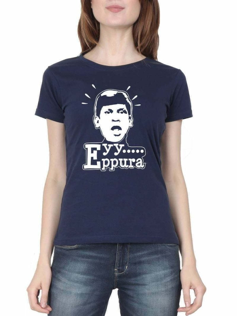 Eyy Eppudra Vadivelu Nav Blue Women Half Sleeve T-Shirt
