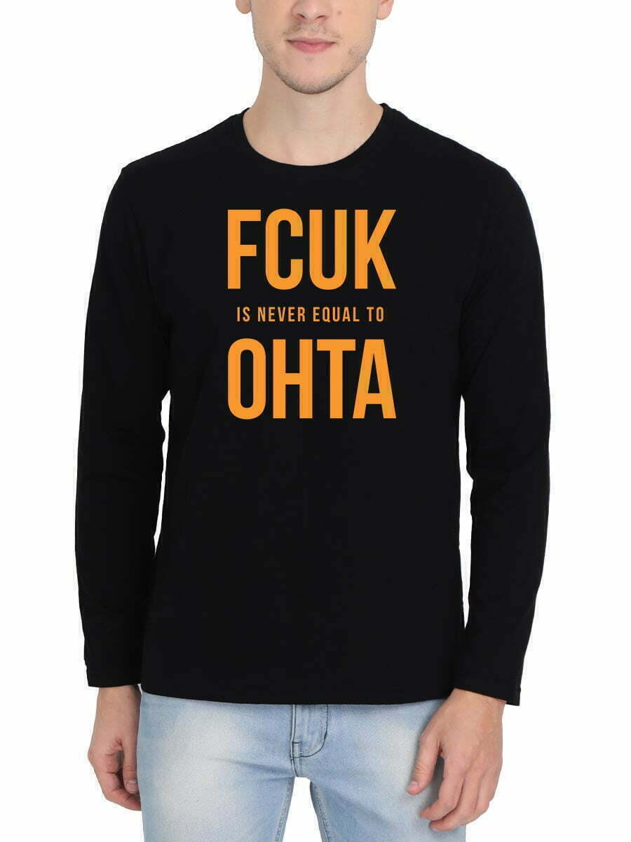 Fcuk Is Never Equal To Ohta Men's Black Full Sleeve Tamil Round Neck T-Shirt