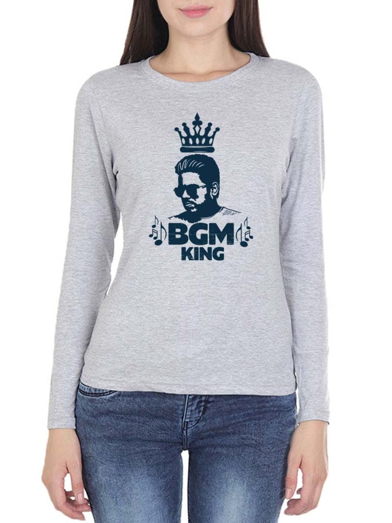 Bgm King Women Full Sleeve Grey Melange Yuvan T-Shirt