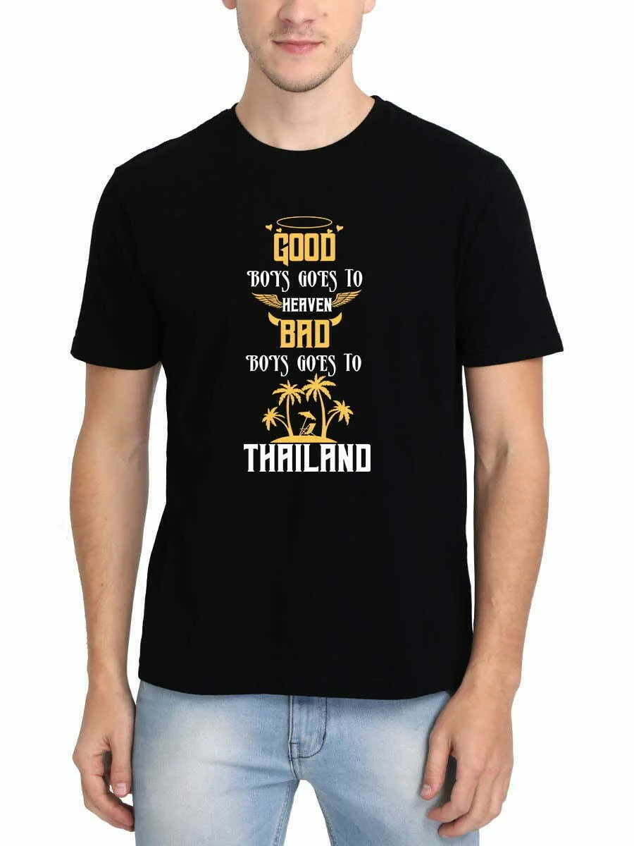 Good Boys Goes Heaven Bad Boys Thailand Men Half Sleeve Black Attitude Quotes T Shirt - Image 2